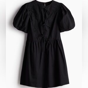 tie detail puff sleeve dress